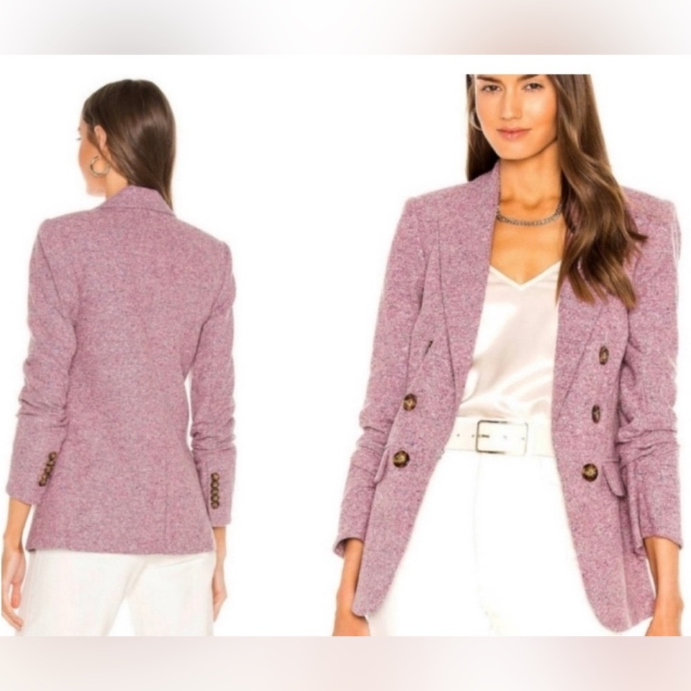 Veronica Beard Pink Tweed Blazer with Structured Shoulders